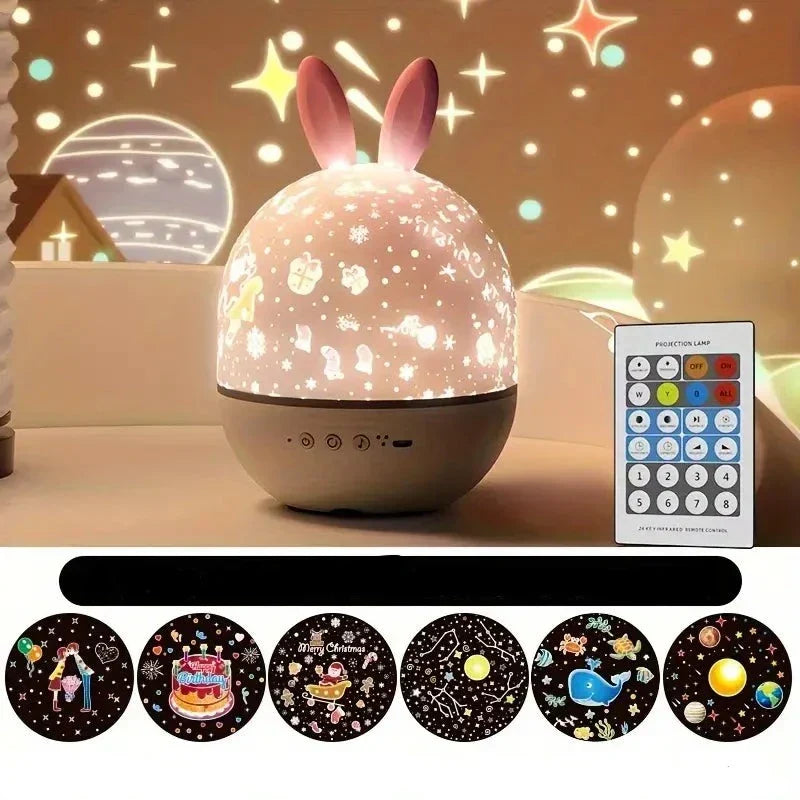 Sterrenprojector Nachtlampje Konijn & Hert met Muziek en USB-Oplader voor Kinderkamer