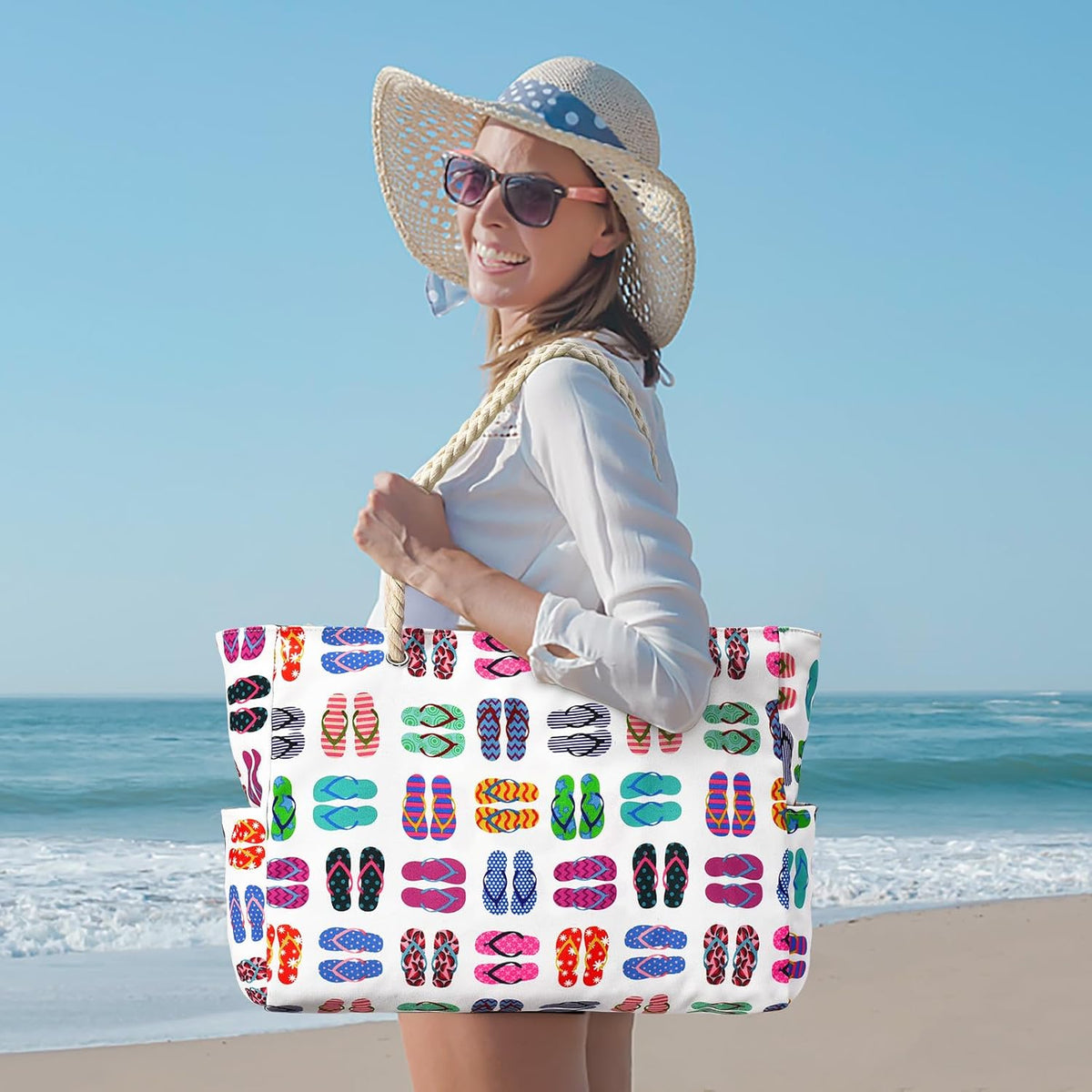 Waterbestendige Strandtas Oversized met Zandwerende Binnenvulling - Perfecte Zomertas voor Strand, Zwembad en Reizen