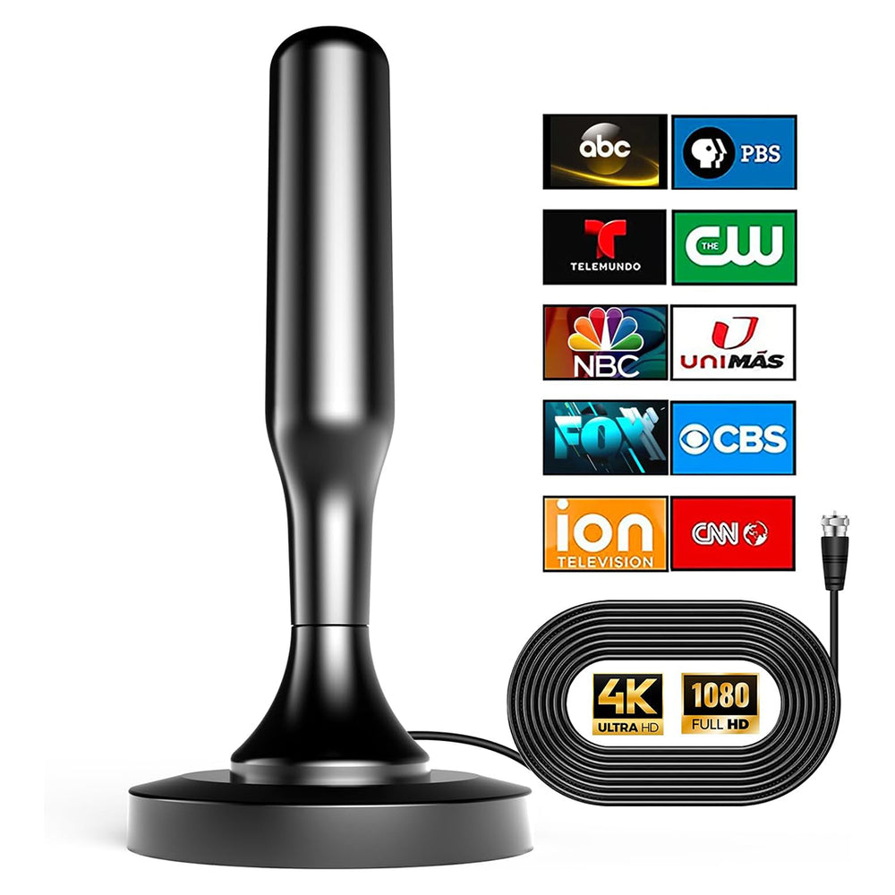 Digitale TV Antenne 4K Magnetisch 300 Mijl Bereik DVB-T2 ATSC 25dBi Zwart Metaal Coax Kabel 5m Binnen Buiten