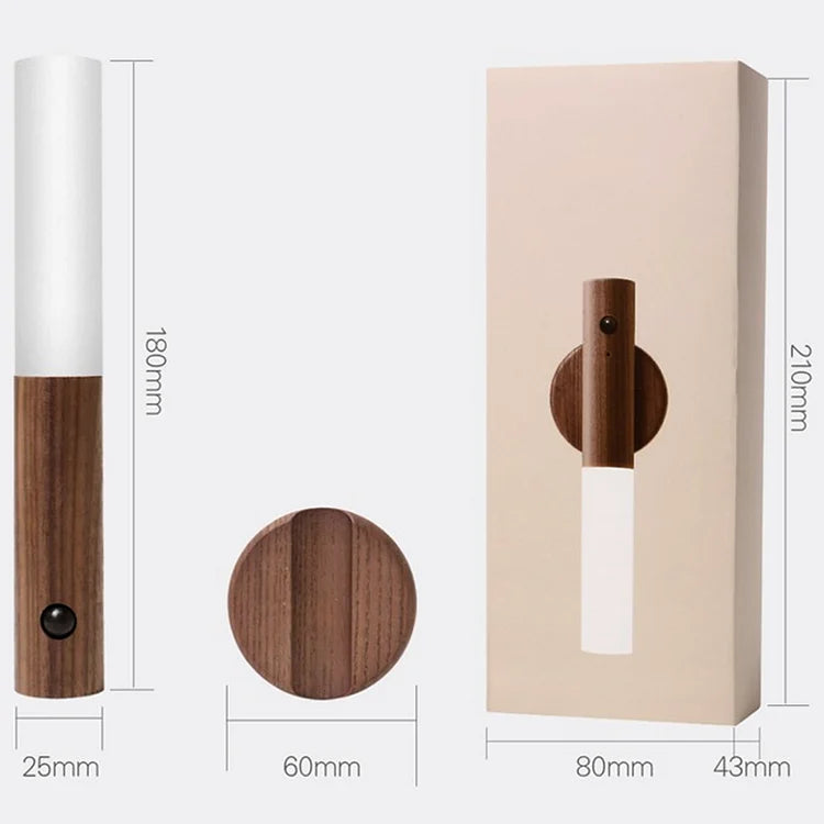 Houten Nachtlampje met Bewegingssensor - Oplaadbaar LED-Nachtlicht voor Slaapkamer, Gang & Toilet - Warmwit Licht Hout