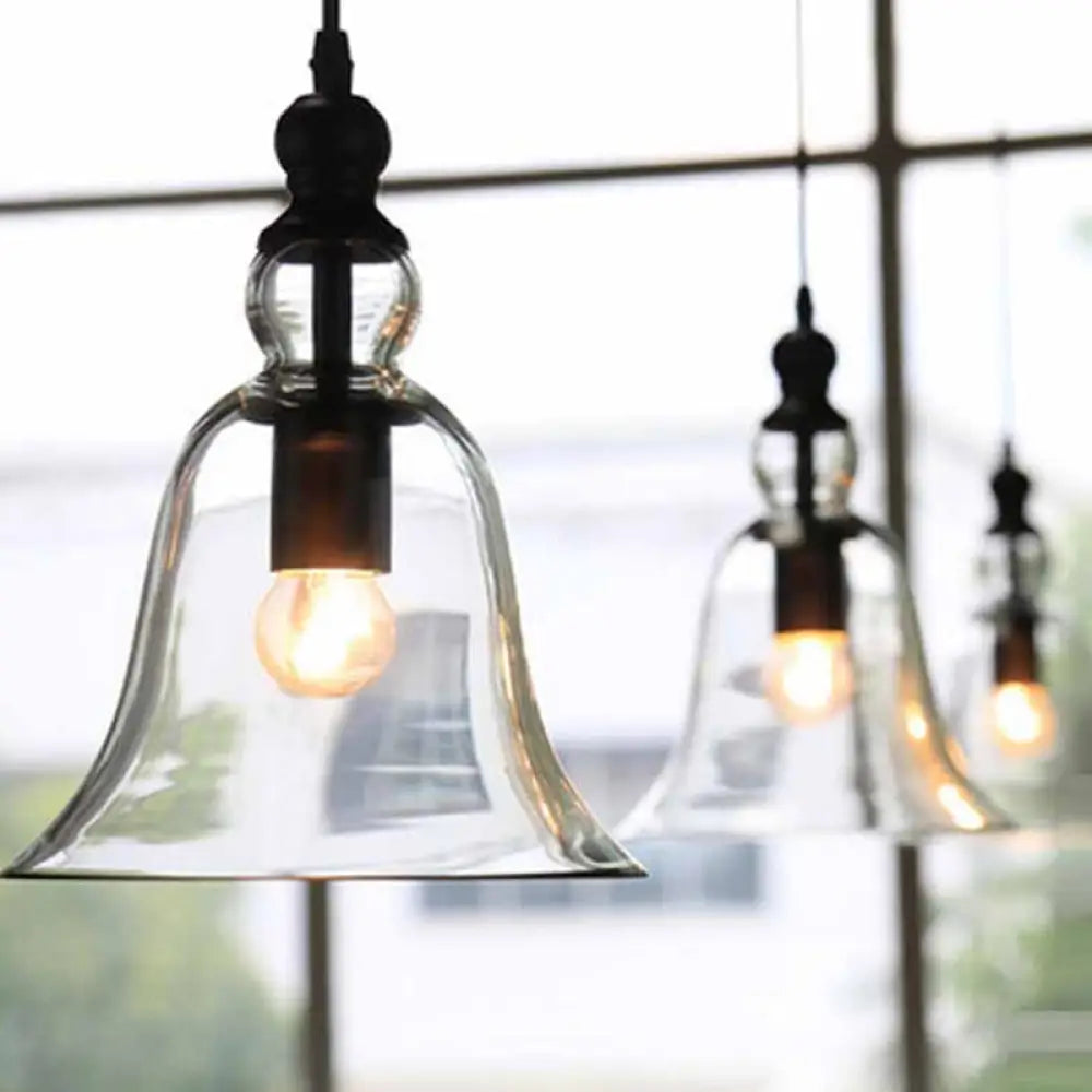 Hanglamp Klokmodel Zwart Helder Glas Industrieel Design Plafondverlichting E26 E27 Fitting Eetkamer Keuken