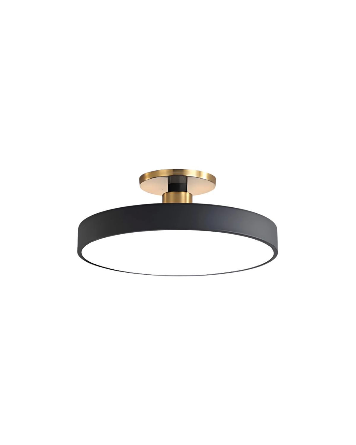 Moderne ronde plafondlamp met goud detail en acryl diffuser - minimalistische semi flush design verlichting voor woonkamer en slaapkamer