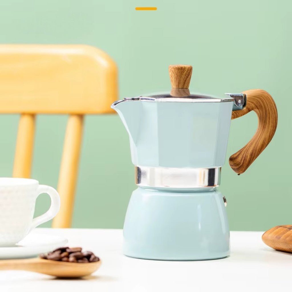 Espressokan Aluminium Blauw Moka Koffiemaker Stovetop 150ml 300ml Italiaans Design Koffiezetten Thuis