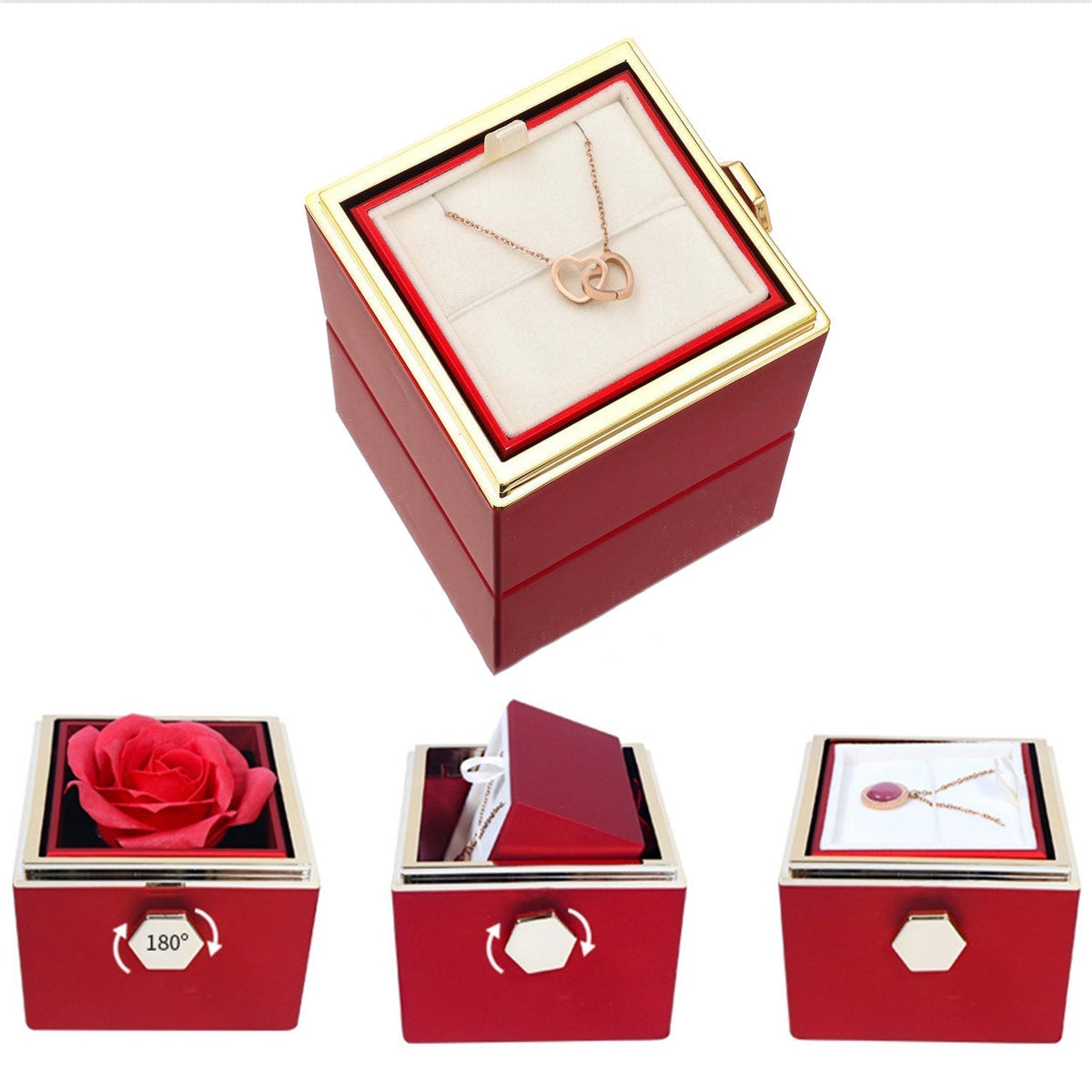 Hartvormige Ketting Twee Harten Titanium Staal Vrouwen Romantisch Sieraad Goud Zilver Rosé Geschenkdoos