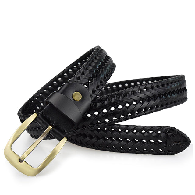 Gevlochten Leren Riem Zwart Rundleder Waterbestendig Krasvrij Mannen Vrouwen Casual Zakelijk 105-125cm