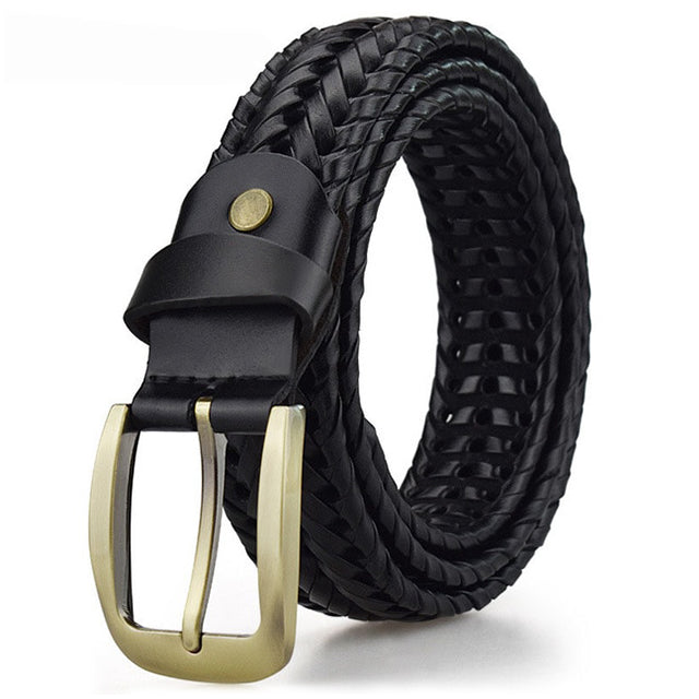 Gevlochten Leren Riem Zwart Rundleder Waterbestendig Krasvrij Mannen Vrouwen Casual Zakelijk 105-125cm