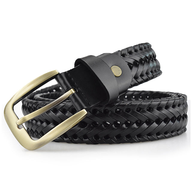 Gevlochten Leren Riem Zwart Rundleder Waterbestendig Krasvrij Mannen Vrouwen Casual Zakelijk 105-125cm