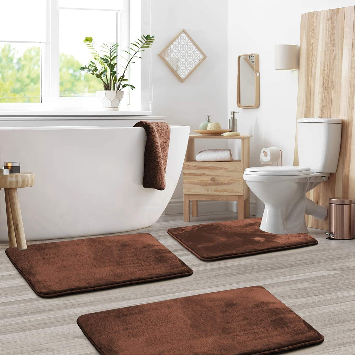 Badmat Set 3 Stuks Memory Foam Fluweel Grijs Antislip Badkamer Douche Toilet Matten Absorberend Zacht Wasbaar