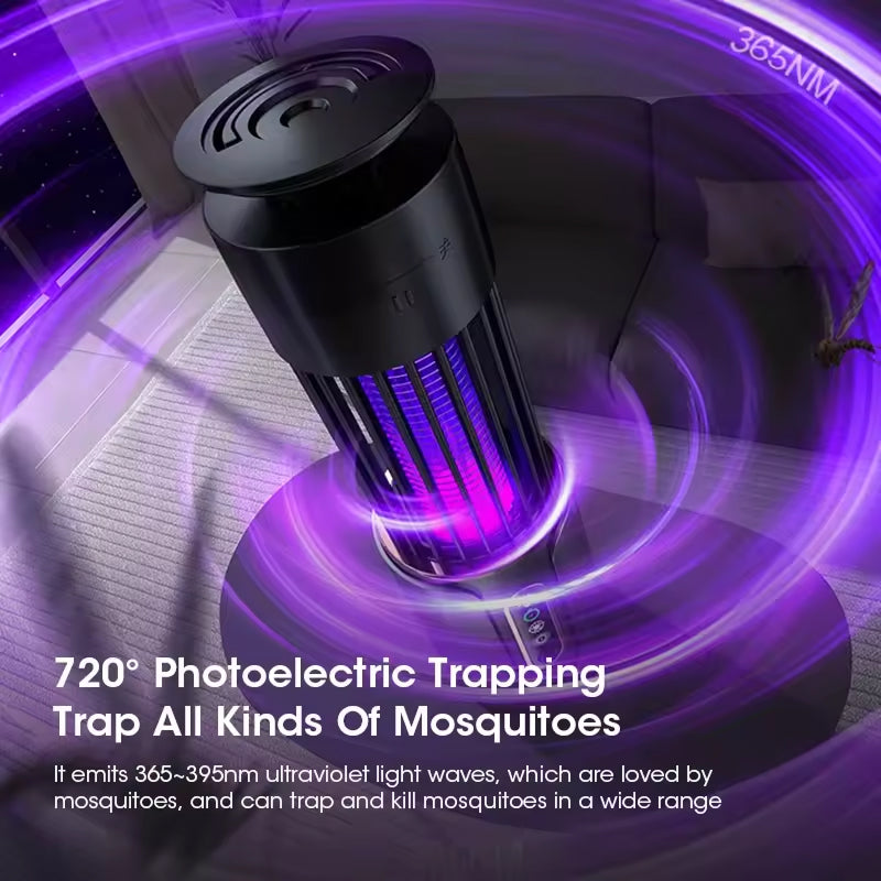 Elektrische Insectenval UV-Lamp 360° Muggenverdelger Oplaadbaar met Timer Nachtlampje Functie 200m² Bereik