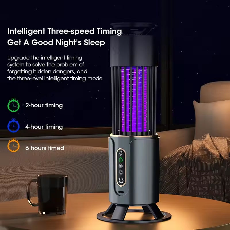 Elektrische Insectenval UV-Lamp 360° Muggenverdelger Oplaadbaar met Timer Nachtlampje Functie 200m² Bereik