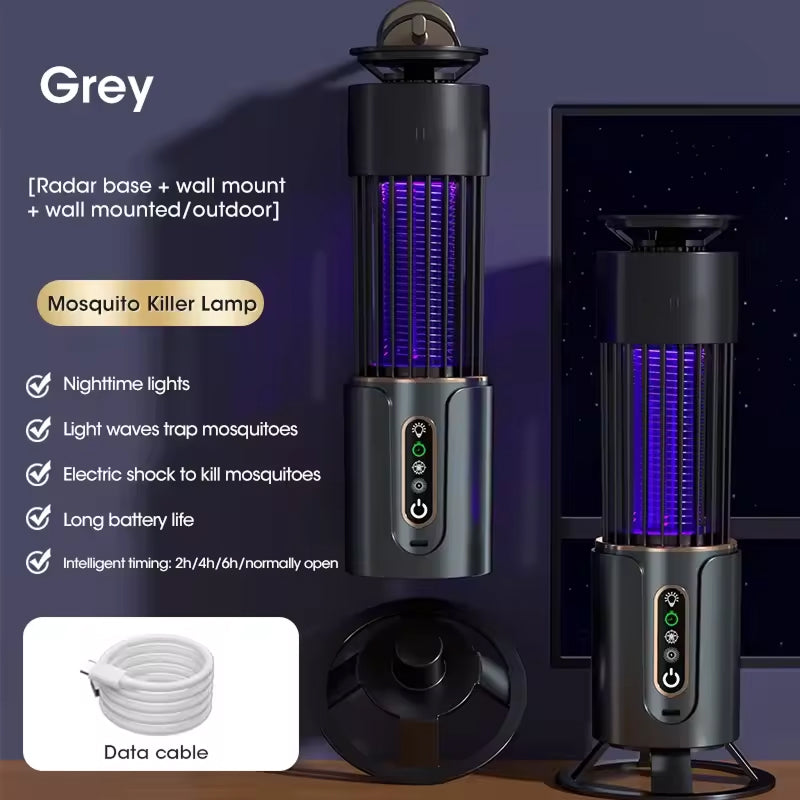 Elektrische Insectenval UV-Lamp 360° Muggenverdelger Oplaadbaar met Timer Nachtlampje Functie 200m² Bereik