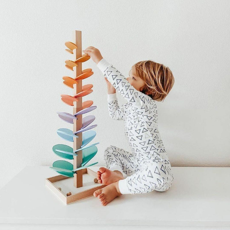 Houten Regenboog Knikkerbaan met Klank en Beweging - Educatief Speelgoed voor Baby's en Peuters