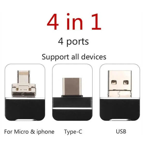 Multifunctionele USB-Stick 4-in-1 met Lightning Micro-USB Type-C Aansluiting Veilige Gegevensopslag Snelle Overdracht voor iPhone iPad Android PC MacBook