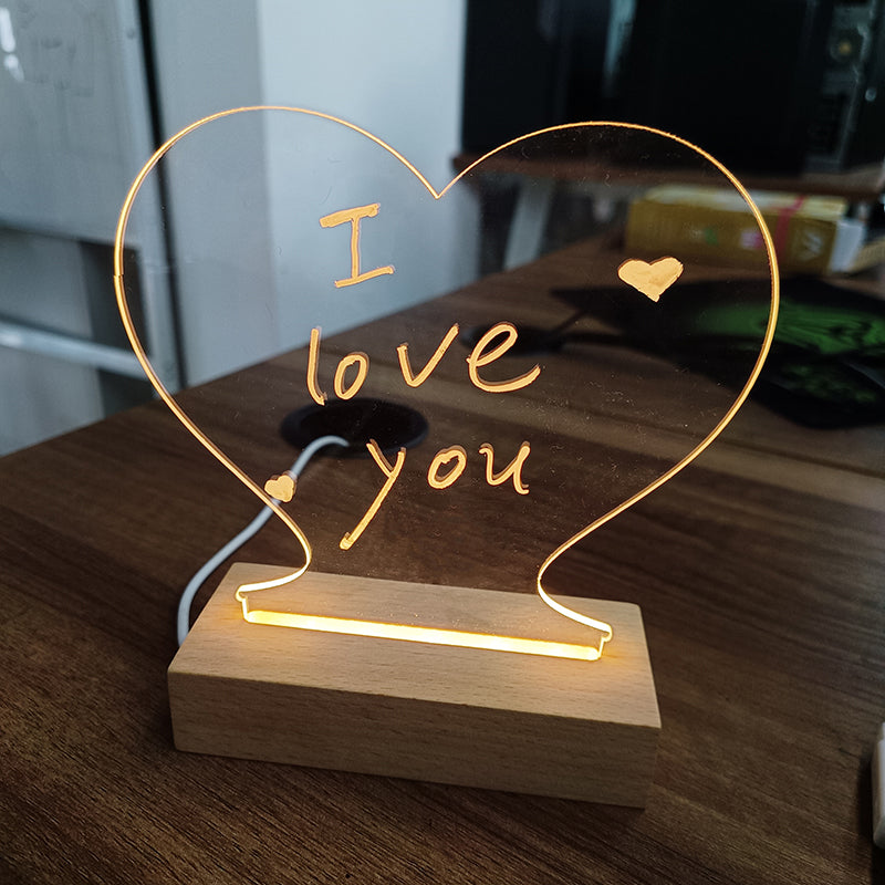 Schrijfbaar Nachtlampje met LED-Verlichting - Creatief Memobord voor Berichten en Notities
