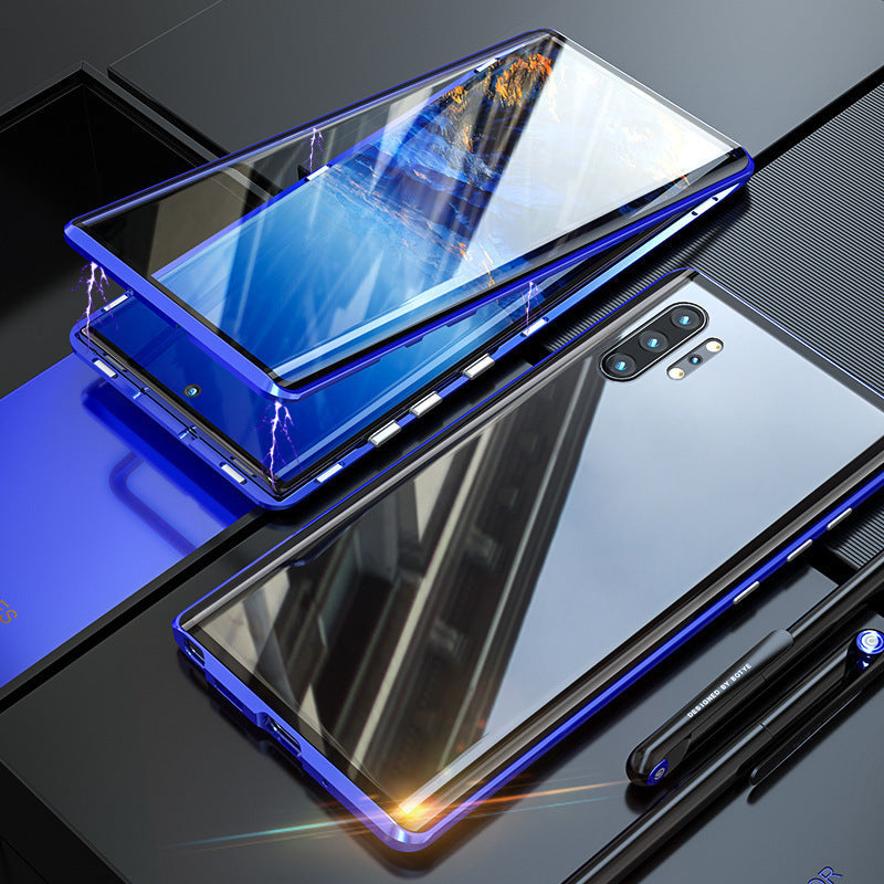 Magnetische Telefoonhoes Gehard Glas Dubbelzijdig voor Samsung | Volledige Bescherming Metalen Frame