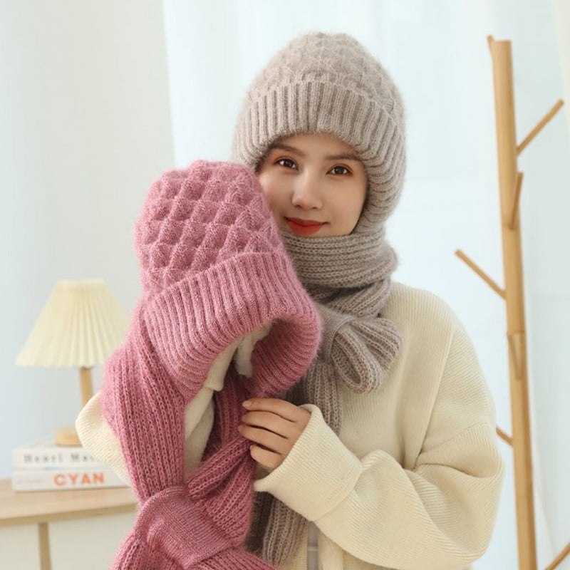 Wintermuts met Gezichts- en Oorwarmers Fleece Gevoerd Windbestendig Gebreid Uniseks Winteraccessoire