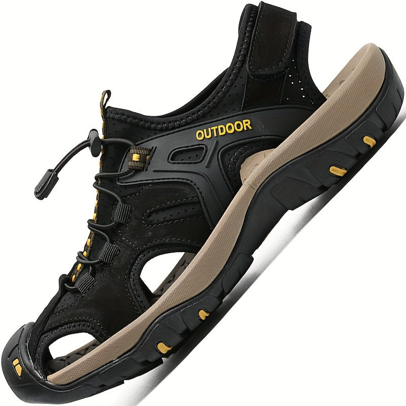 Ademende Herensandalen met Gesloten Neus - Elastische Band en Stevige Rubberzool voor Outdoor