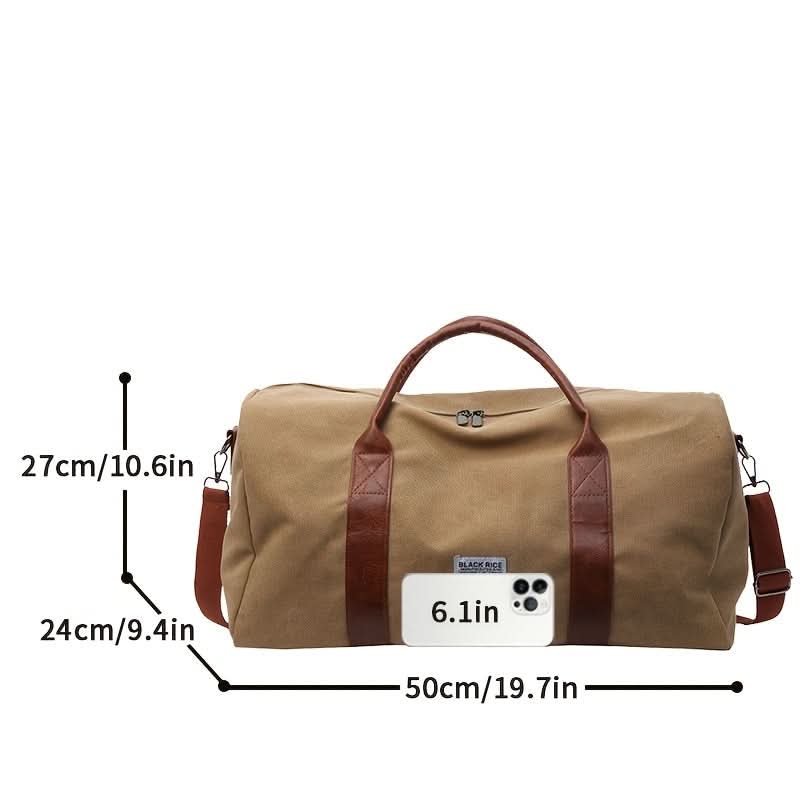 Vintage Weekendtas Canvas met Ruime Vakken voor Reizen Gym Sport Casual Retro Stijl Duffeltas Schoudertas