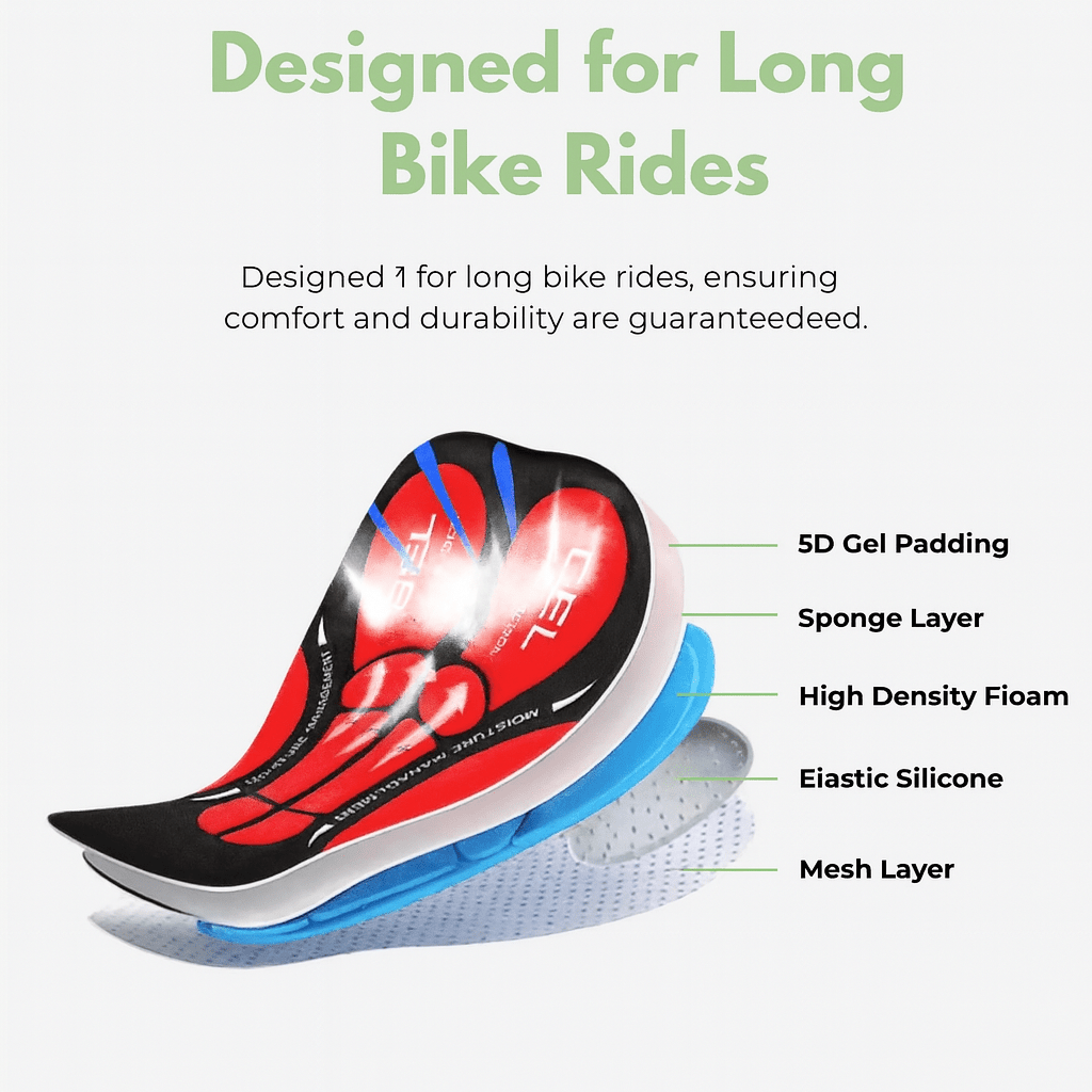 Fietsbroek met Gelpadding Ademend Stretch Materiaal Comfortabel Zwart Rood Blauw Fietsen Training Outdoor Sport