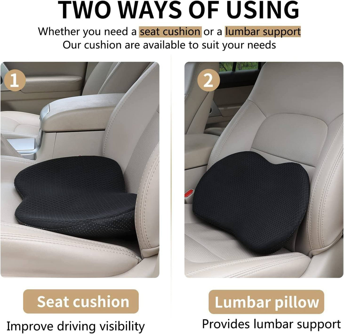 Ergonomische Zitverhoger voor Auto met Memory Foam voor Optimaal Rijcomfort Ondersteuning en Verbeterd Zicht