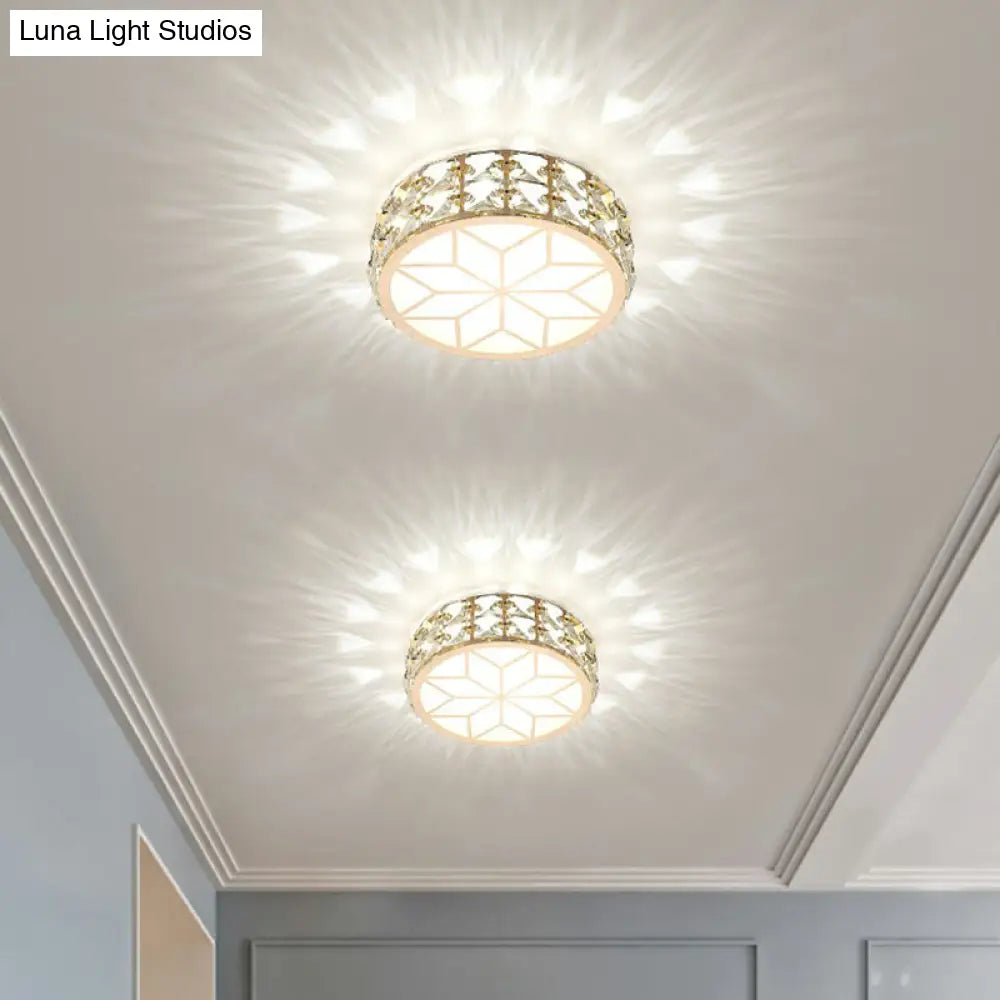 Kristallen Plafondlamp Rond LED Inbouw Champagne Goud 15-20cm Gang Hal Slaapkamer Moderne Luxe Verlichting