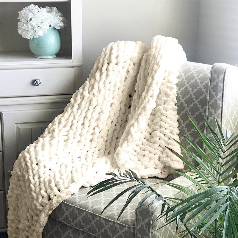 Chenille Gebreide Plaid Grof Gebreid Dikke Kabelstructuur Fleece Deken Zachte Woonplaid Bank Bed Decoratief