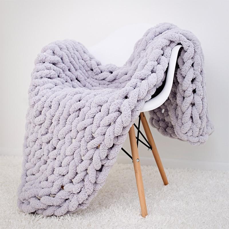 Chenille Gebreide Plaid Grof Gebreid Dikke Kabelstructuur Fleece Deken Zachte Woonplaid Bank Bed Decoratief