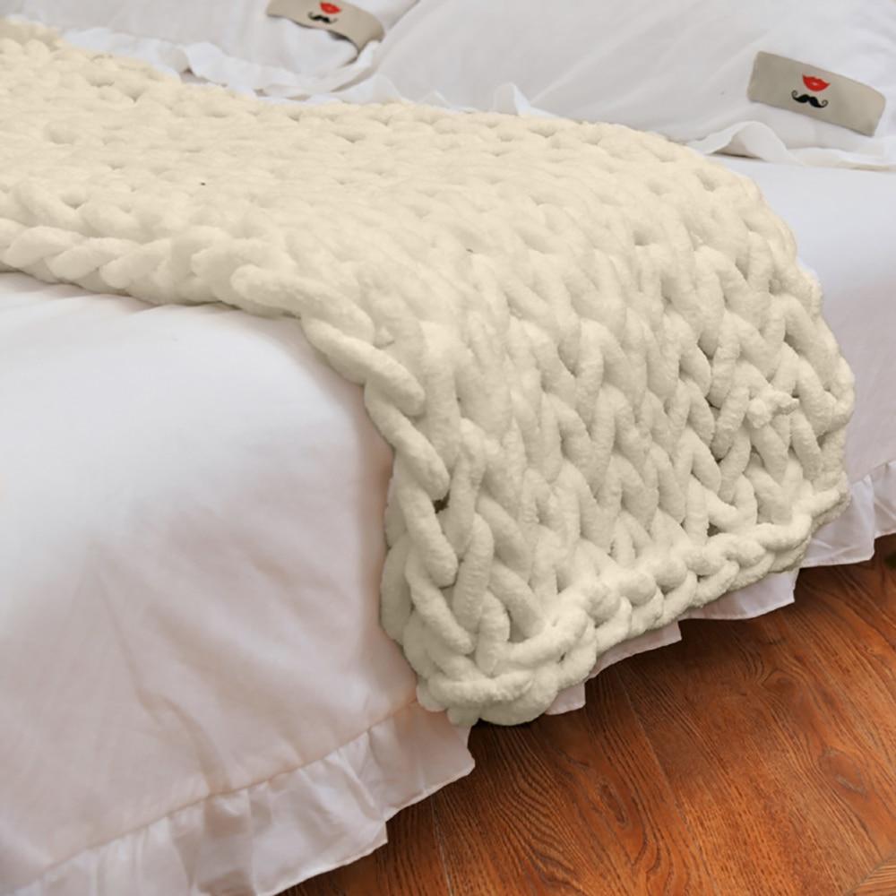 Chenille Gebreide Plaid Grof Gebreid Dikke Kabelstructuur Fleece Deken Zachte Woonplaid Bank Bed Decoratief