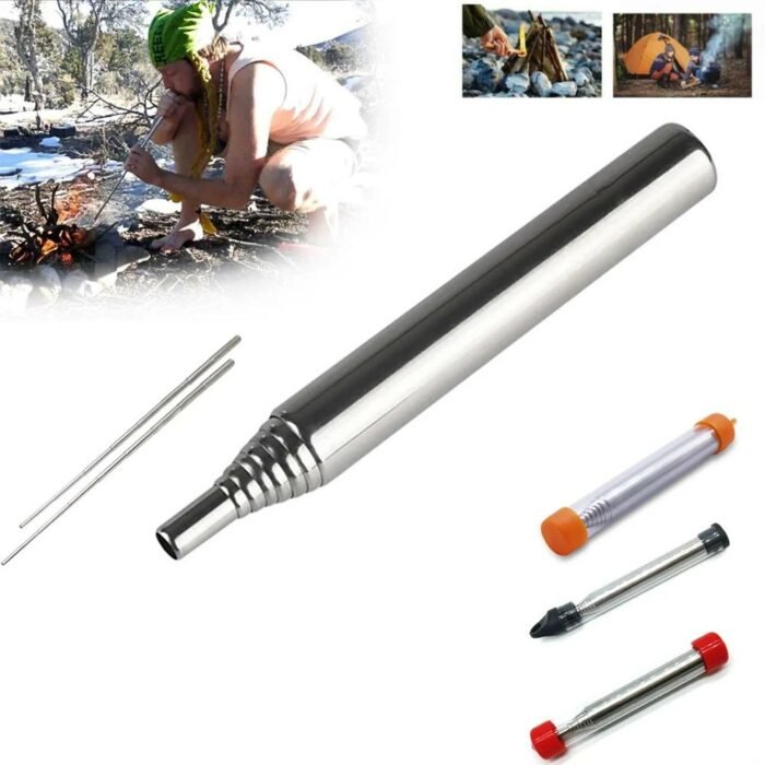 Telescopische Vuurpijp RVS 49cm - Blaastool voor Kampvuur BBQ Aansteken - Draagbaar Outdoor Camping Tool
