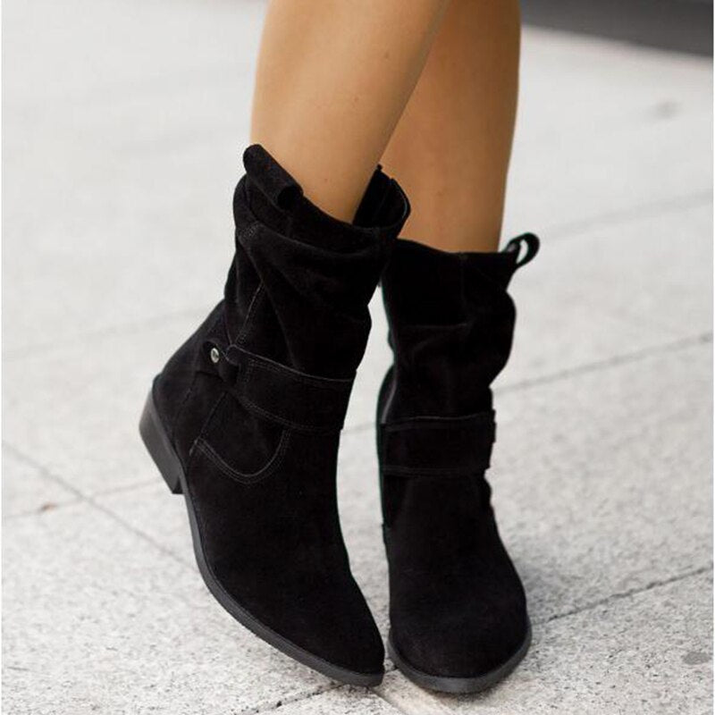 Dames Enkellaarsjes Warm Gevoerd Lage Hak met Rits Ronde Neus Voetwelf Ondersteuning Herfst Winter Comfort