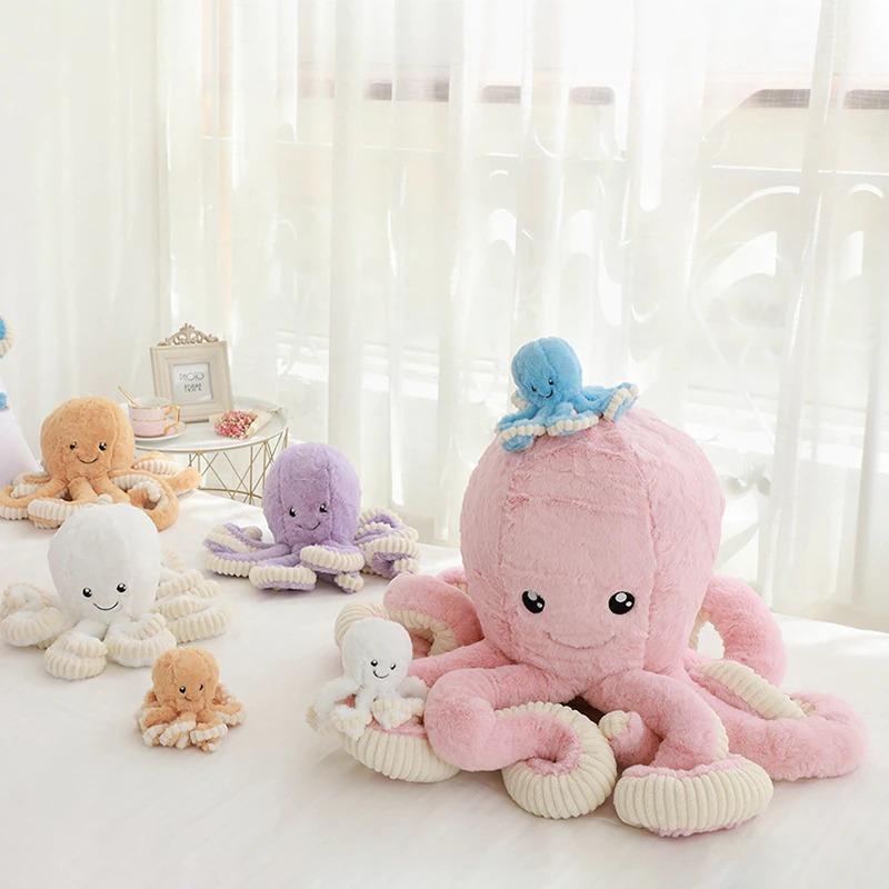 Zachte Octopus Knuffel XXL - Pluche Decoratiekussen 40-80cm - Kinderkamer Speelgoed Decoratie Cadeau