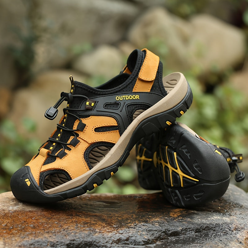 Ademende Herensandalen met Gesloten Neus - Elastische Band en Stevige Rubberzool voor Outdoor