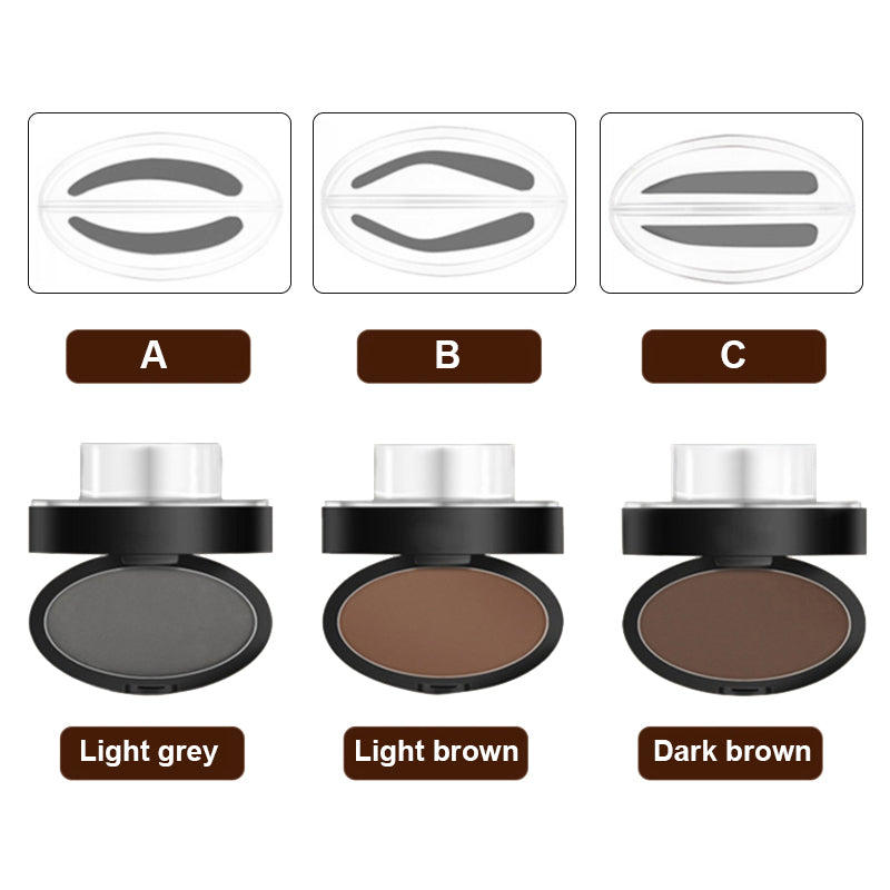 Wenkbrauwstempel Set met Poeder - Waterbestendig - Natuurlijke Finish - 3 Vormen - 3 Kleuren - Perfect voor Dagelijks Gebruik - Snelle Make-up Oplossing