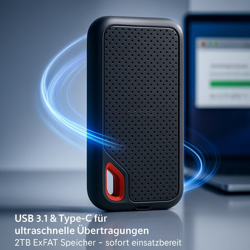 Externe SSD voor MacBook 2TB USB-C ExFAT Plug and Play 1 cm Dun Draagbaar Type-C