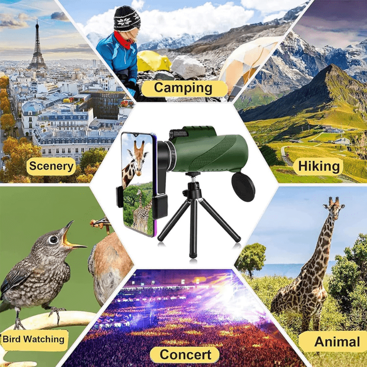 Compacte 600x Ultra-Zoom Monoculair met HD-Lens - Lichtgewicht Telescoop voor Wandelingen, Vogels Kijken en Sportevenementen