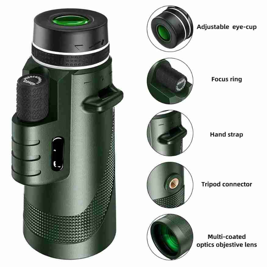 Compacte 600x Ultra-Zoom Monoculair - HD Lens, Lichtgewicht, Ideaal voor Wandelen, Vogels Kijken en Sportevenementen