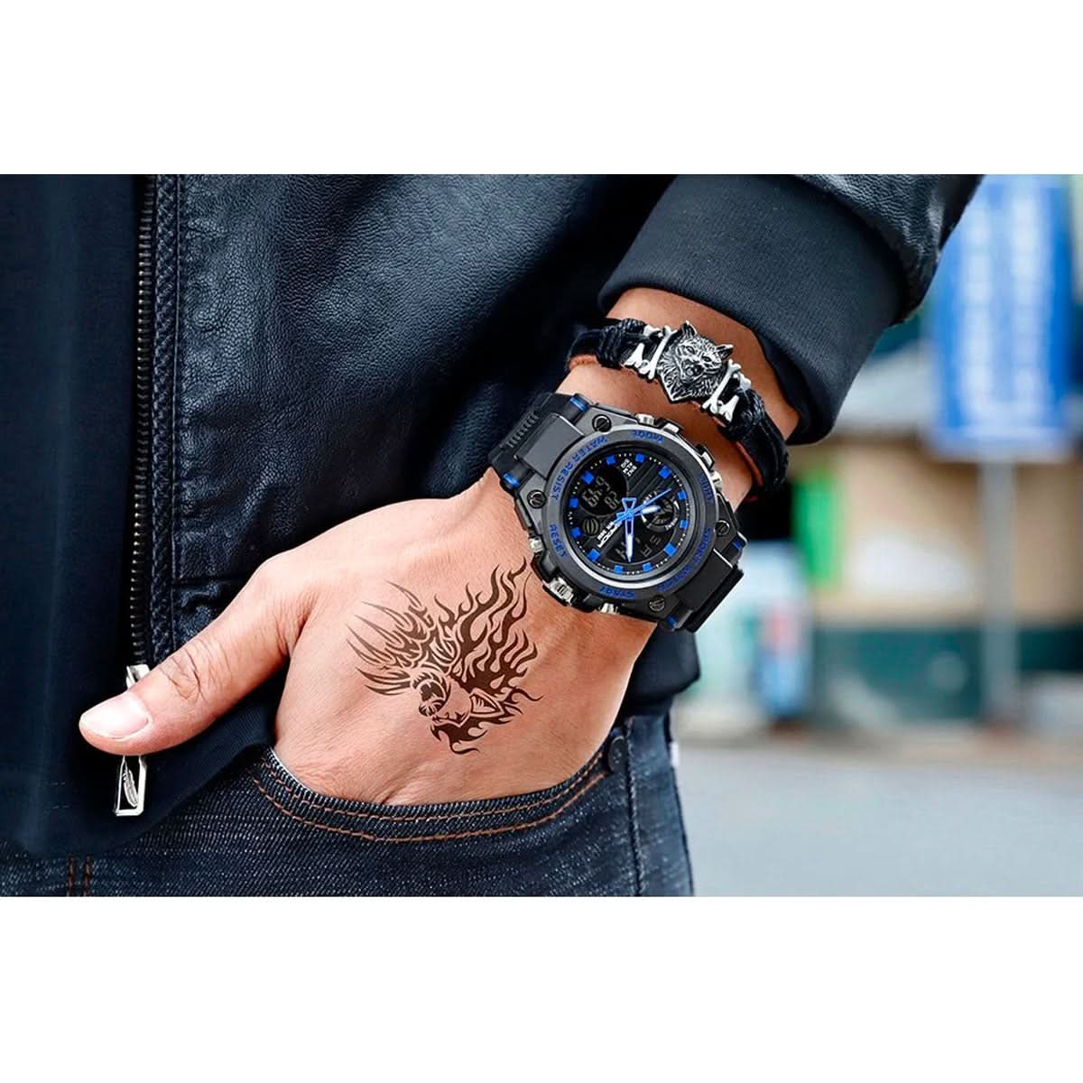 Multifunctioneel Horloge met Analoge en Digitale Display voor Heren