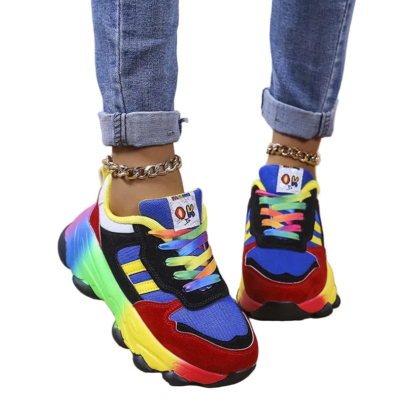 Dames Sneakers Ademend Stretch Textiel 4cm Zool Blauw Groen Vetermodel Wandelen Dagelijks Comfort Sportief