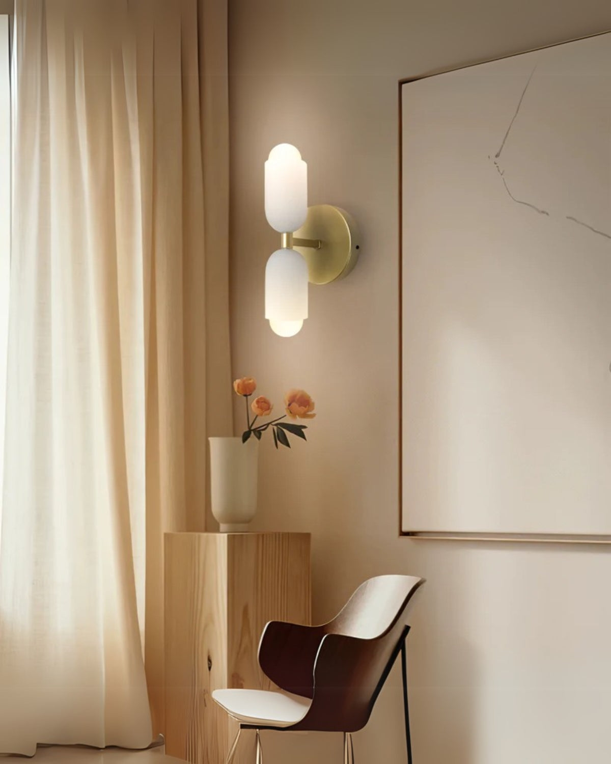 Wandlamp met Dubbele Glazen Kappen voor Slaapkamer en Woonkamer - E27 Wandverlichting
