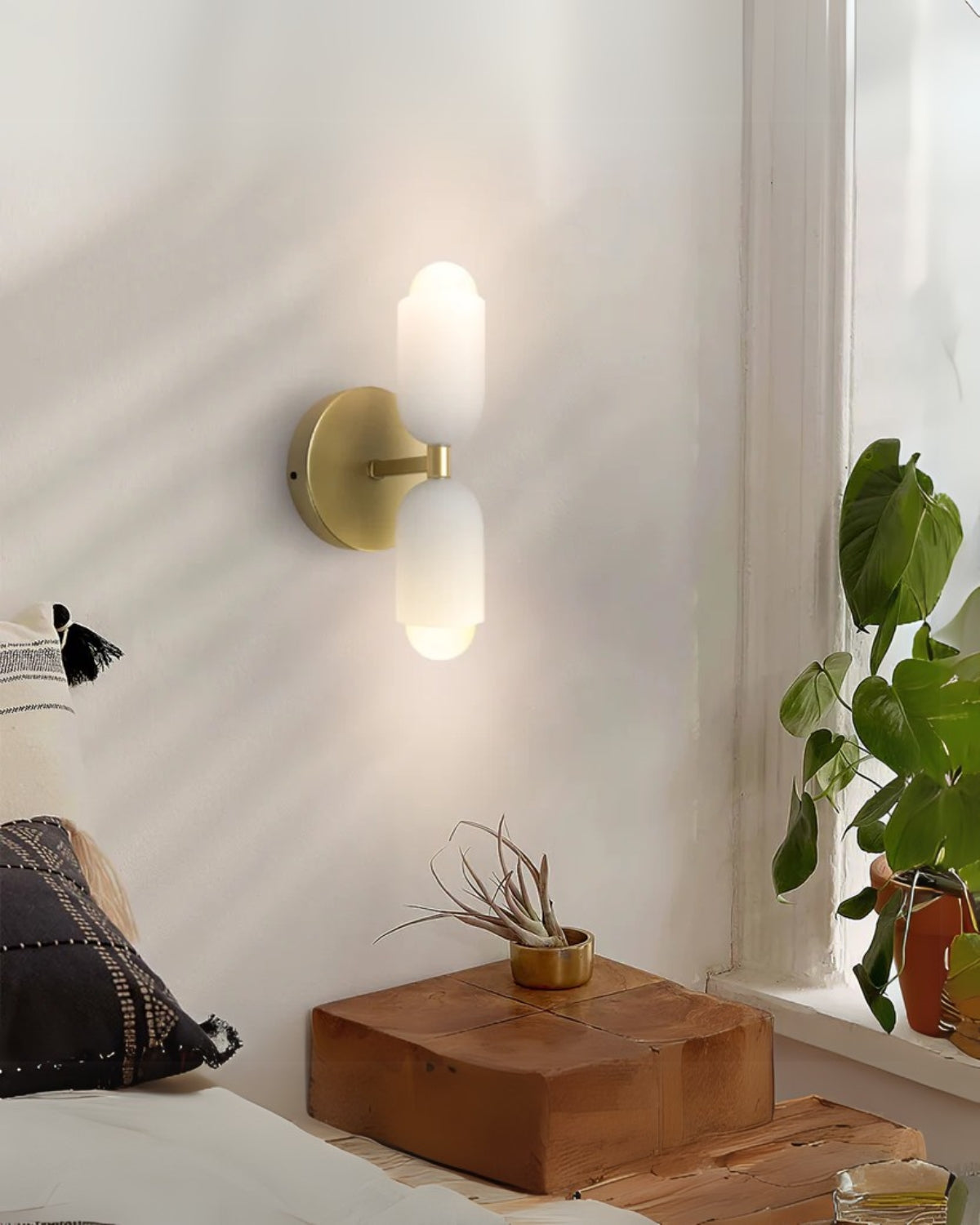 Wandlamp met Dubbele Glazen Kappen voor Slaapkamer en Woonkamer - E27 Wandverlichting