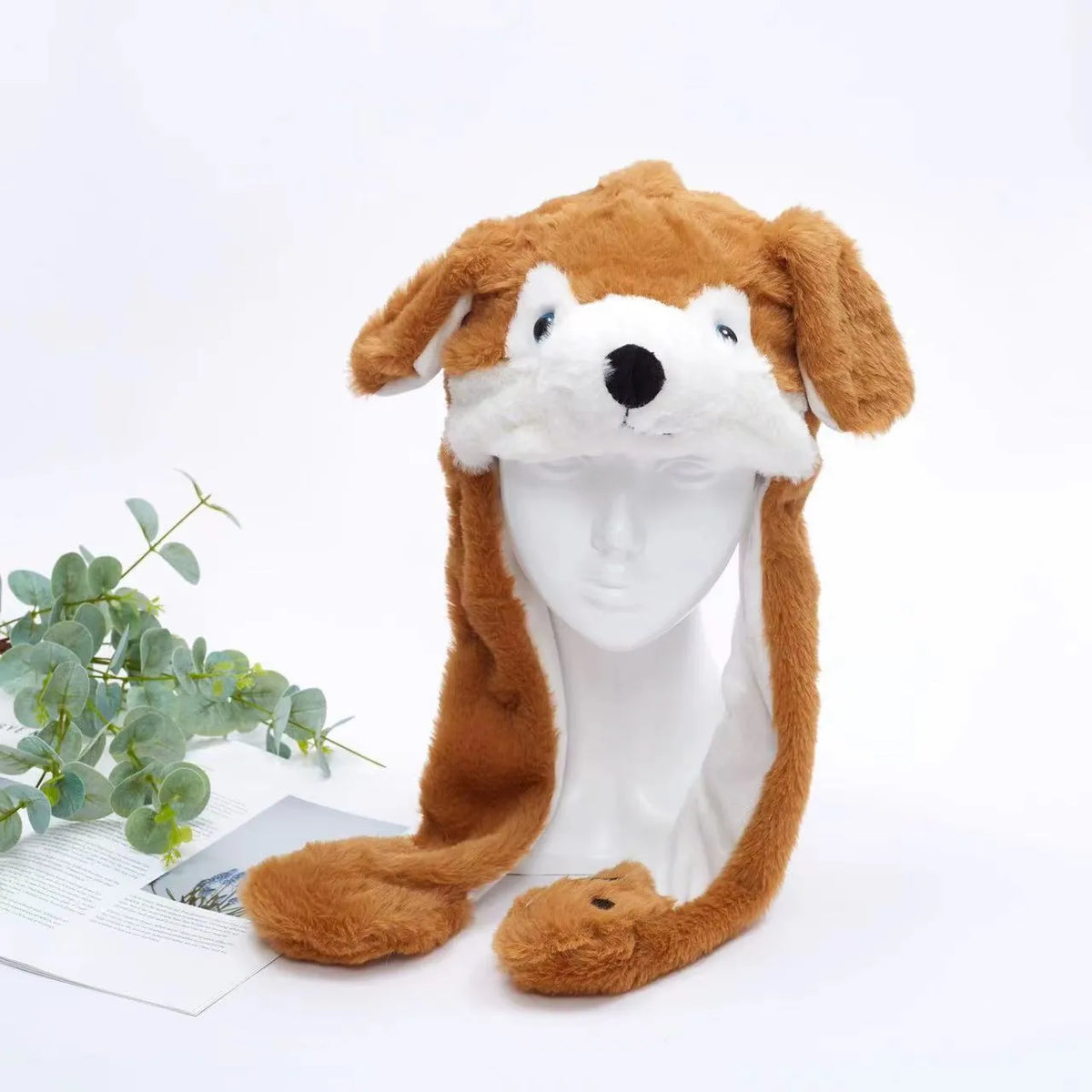 Pluche Muts met Bewegende Oortjes voor Kinderen en Volwassenen - Zachte Knuffelmuts met Springmechanisme