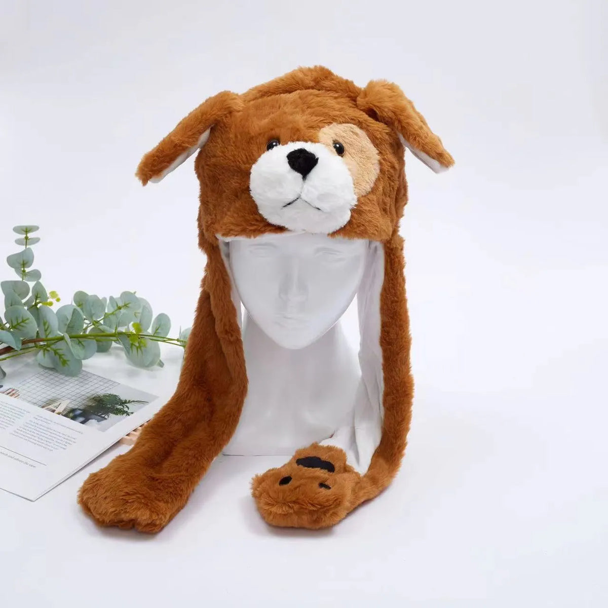 Pluche Muts met Bewegende Oortjes voor Kinderen en Volwassenen - Zachte Knuffelmuts met Springmechanisme