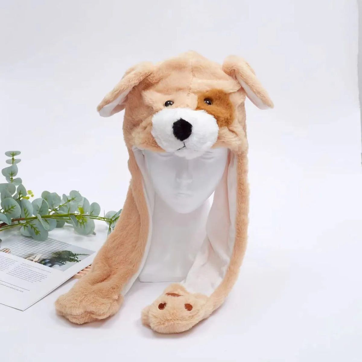 Pluche Muts met Bewegende Oortjes voor Kinderen en Volwassenen - Zachte Knuffelmuts met Springmechanisme