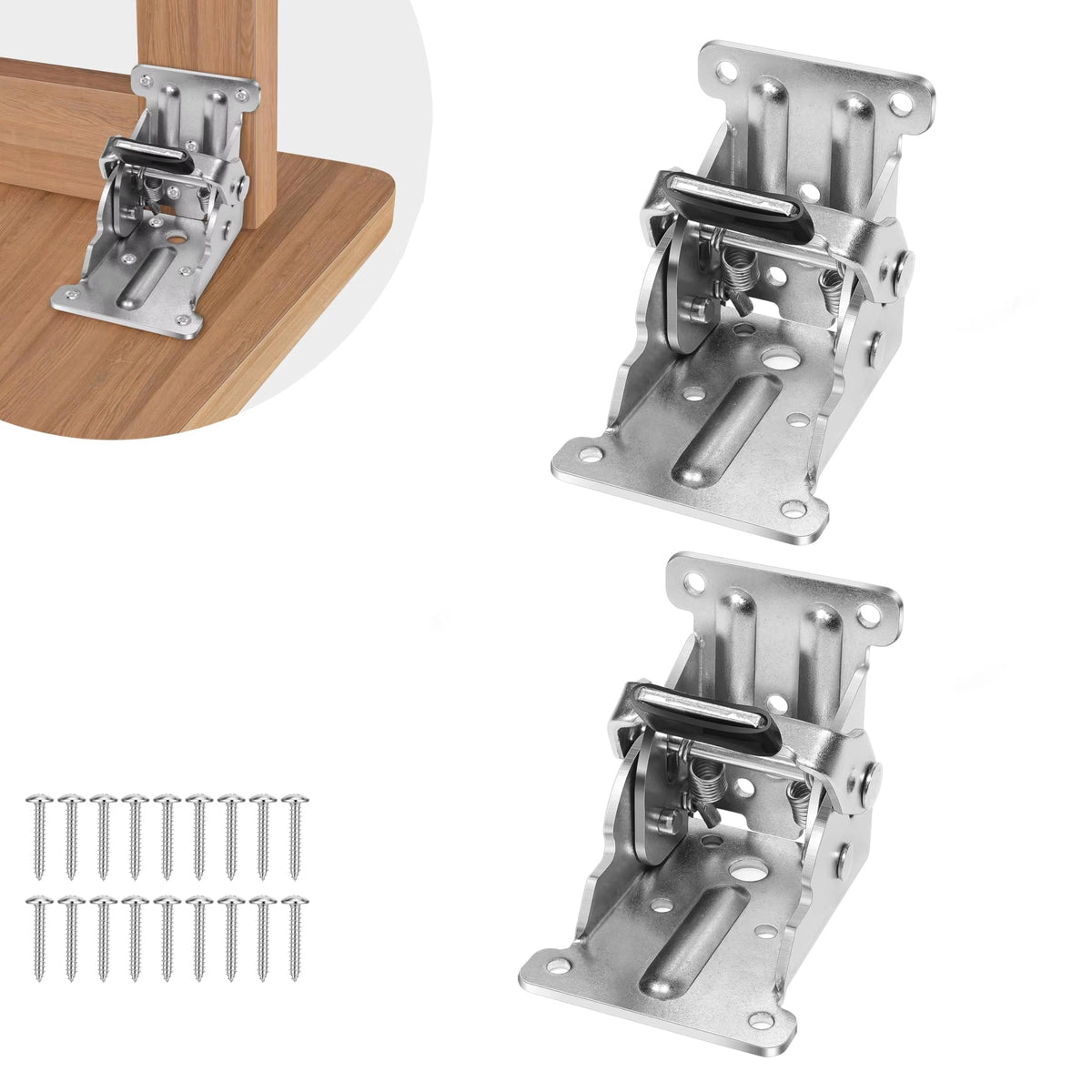 Klaptafelbeslag Staal - Zelfvergrendelend tot 225 kg - 90° Montage - 2 Stuks