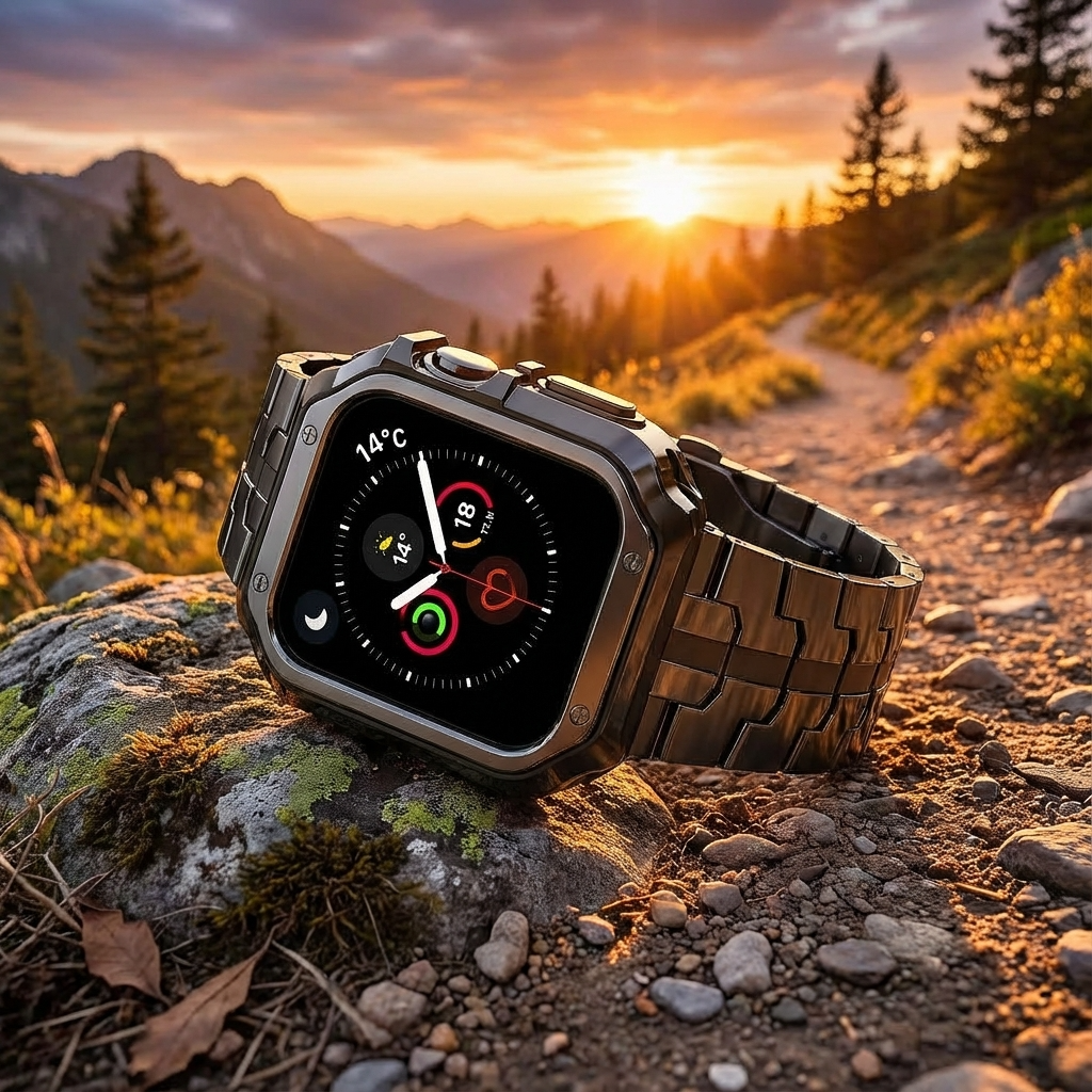 Metalen Schakelarmband met Beschermhoes voor Smartwatch 42mm 46mm 49mm Titan Afwerking Horlogeband Accessoire