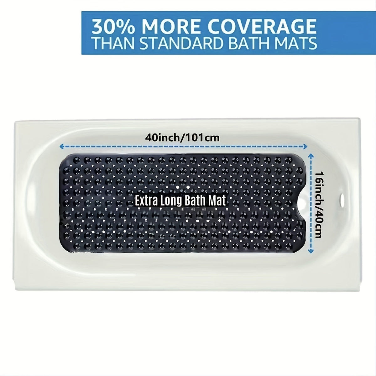 Antislip Badmat XL voor Douche en Bad - Extra Lange Veiligheidsbadmat met Zuignappen