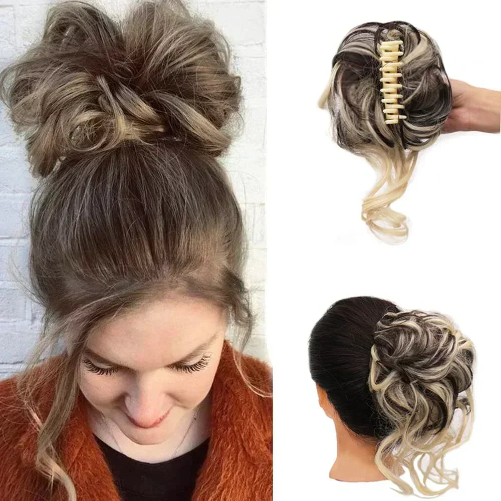 Haarknot met Krullen - Synthetisch Haar - Clip-On Knot - Volumineus - Verschillende Kleuren