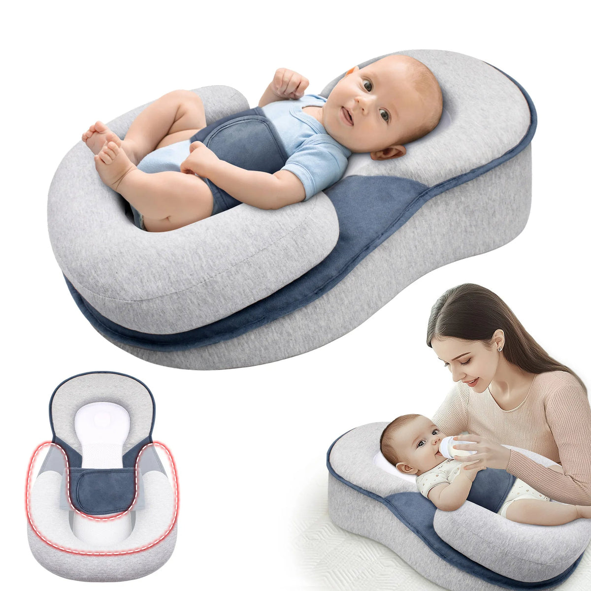 Verhoogde Babyligstoel met Anti-Reflux voor Pasgeborenen 15° Incline