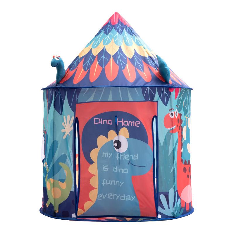 Kinderspeeltent Tipi Dinosaurus Marineblauw Polyester 120cm Opvouwbaar Speelhuis Binnen Buiten Kinderkamer