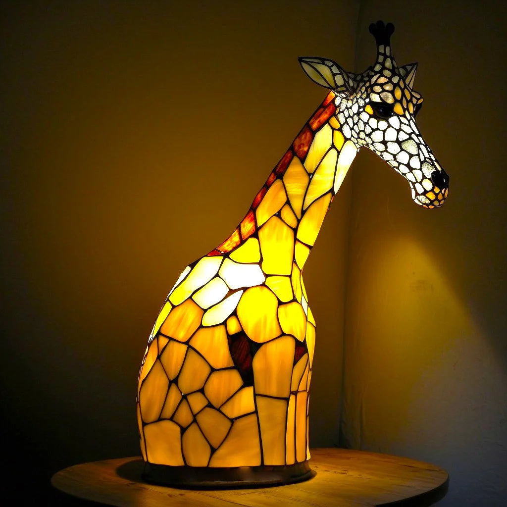 Decoratieve Tafellamp Glas Tiermotief LED-verlichting 20x15x12cm Handgemaakt Buntglas Sfeerlamp Woonkamer